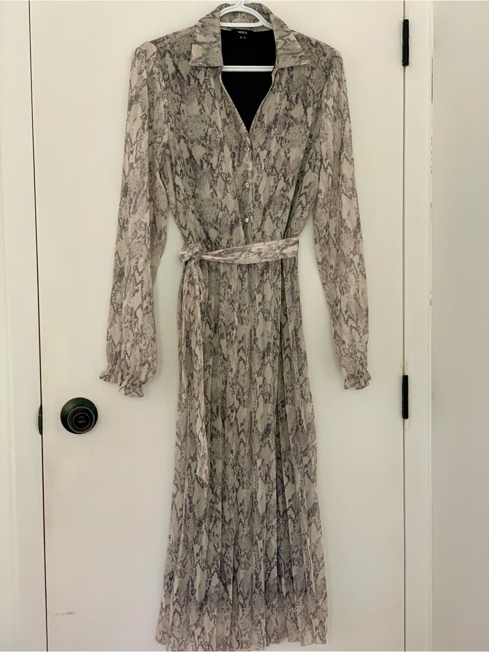 Mexx Taupe Snake-Print Maxi Shirt Dress